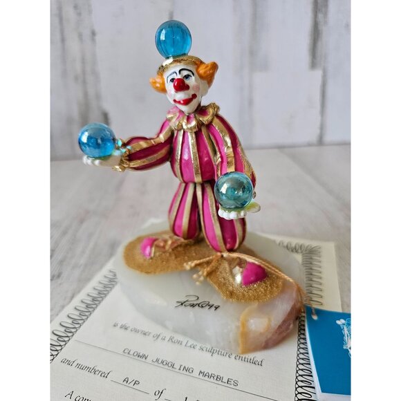 Ron Lee clown juggling marbles juggler vintage statue gold 1999 limited statue f - Picture 2 of 9